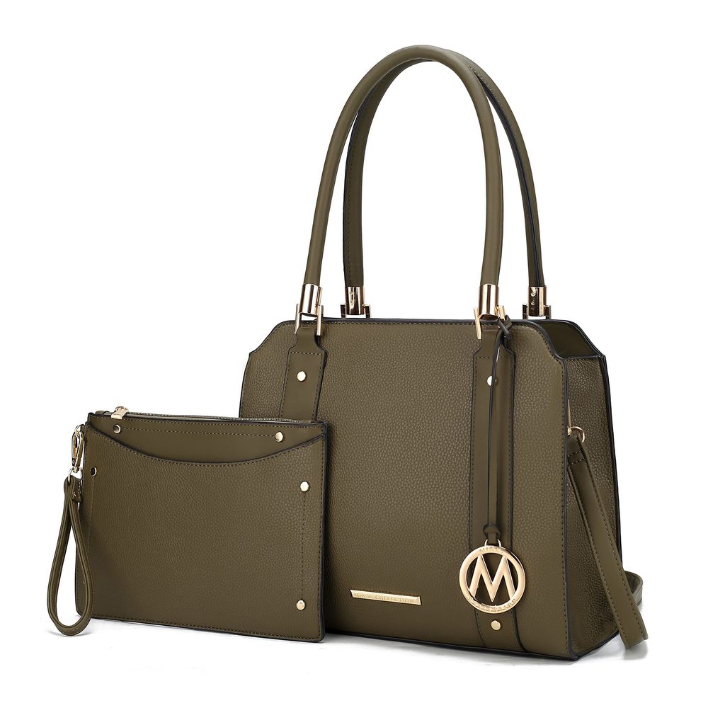 Crossbody Shoulder Handbag With Wristlet, Vegan Leather Top-Handle :]